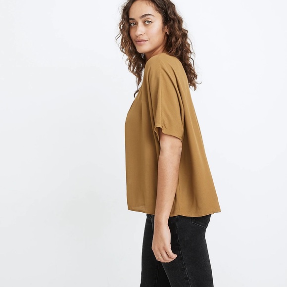 MADEWELL Rust Red Short Sleeve V-Neck Rhyme Top - Picture 9 of 11